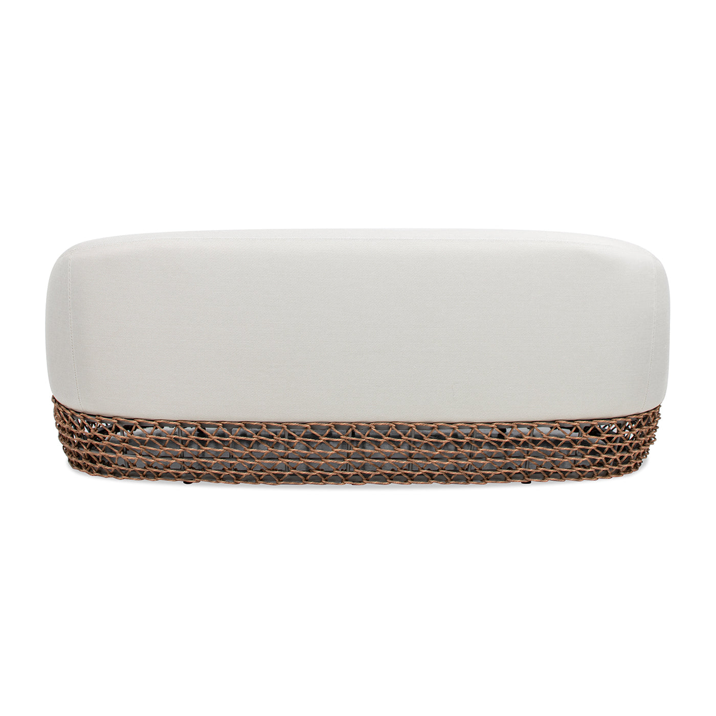 Willow 71" Upholstered Woven Patio Deep Seating Sofa, Golden Brown Wicker Frame, Wheat Beige
