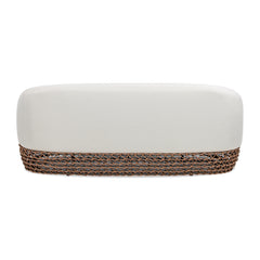 Willow 71" Upholstered Woven Patio Deep Seating Sofa, Golden Brown Wicker Frame, Wheat Beige