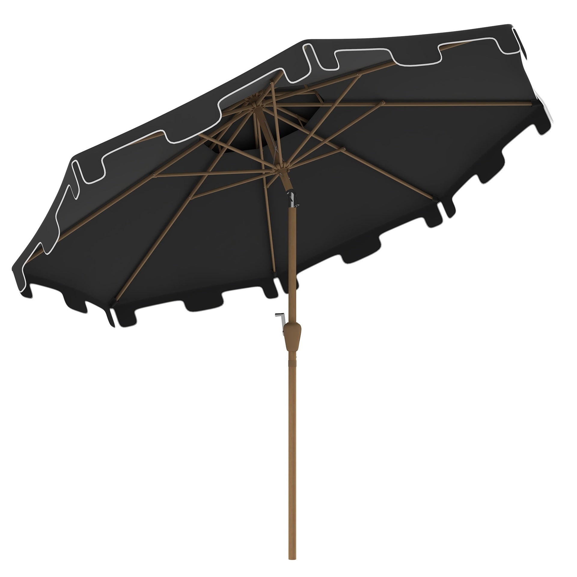 Outsunny 9' Patio Umbrella with Push Button Tilt and Crank, Double Top Ruffled Outdoor Market Table Umbrella with 8 Ribs, for Garden, Deck, Pool, Dark Gray