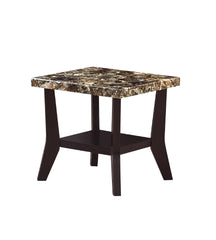 Faux Marble Tops 3-piece Table Set Rectangular Coffee Table Two Matching End Tables MDF Wooden Base Built-In Storage Shelves Contemporary Home Brown
