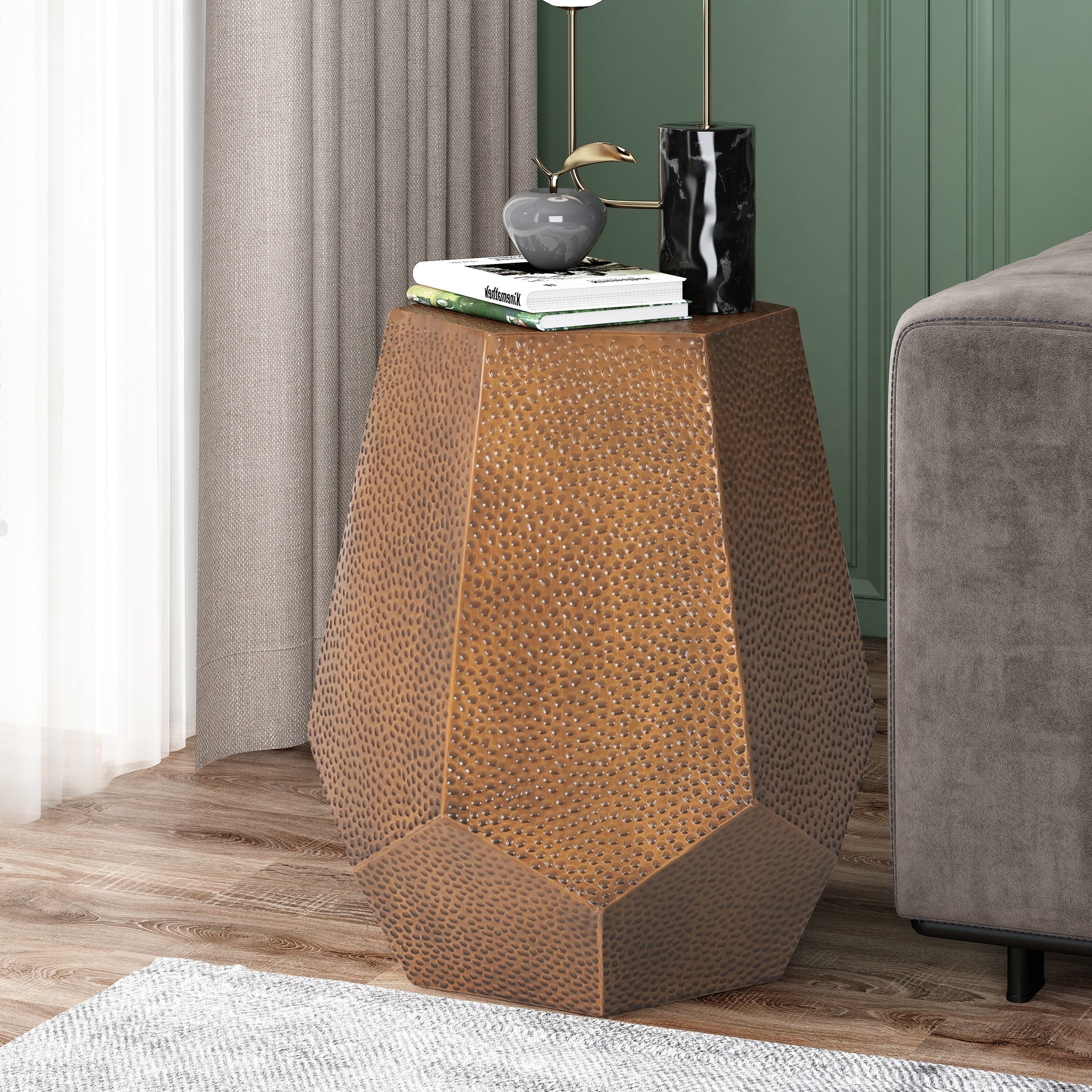 METAL HAMMERED END TABLE