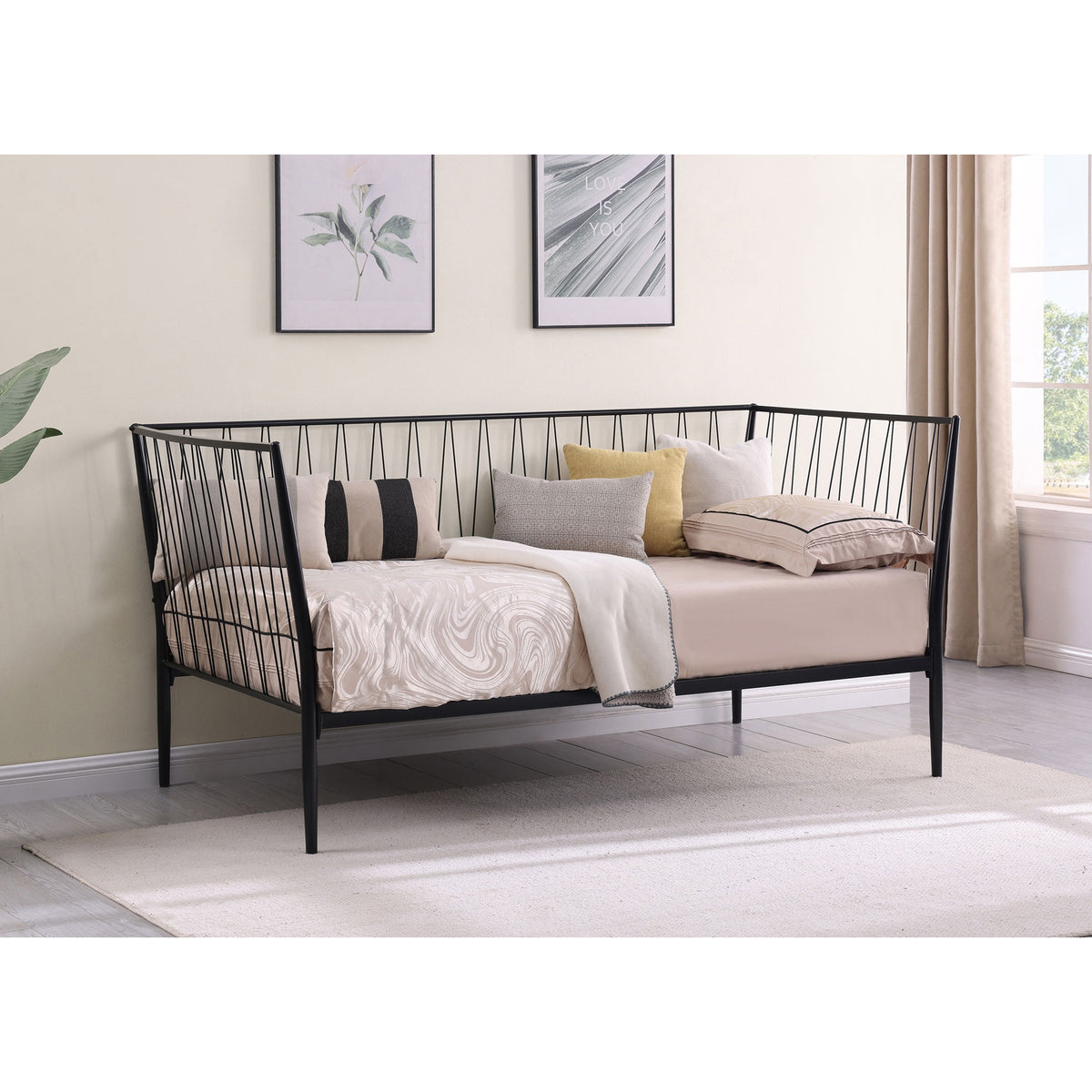 Vertigo Matte Black Metal Twin Daybed Bed Frame
