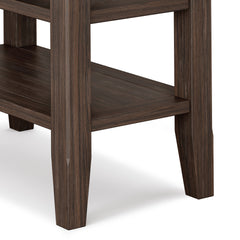 Acadian Solid Wood Narrow Side Table in Farmhouse Brown