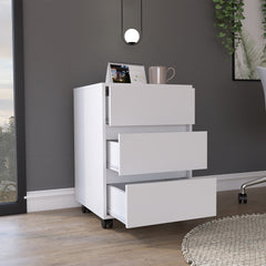 Artemisa 3 Drawer Filing Cabinet, Four Casters, Superior Top -White