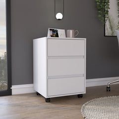 Artemisa 3 Drawer Filing Cabinet, Four Casters, Superior Top -White