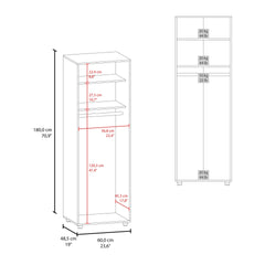 Aurora Armoire, Two Interior Shelves, Rod, Double Door, White
