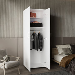 Aurora Armoire, Two Interior Shelves, Rod, Double Door, White