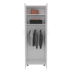 Aurora Armoire, Two Interior Shelves, Rod, Double Door, White