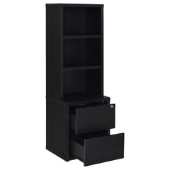 Geary Black 3-shelf Bookcase USB and Lockable Drawer