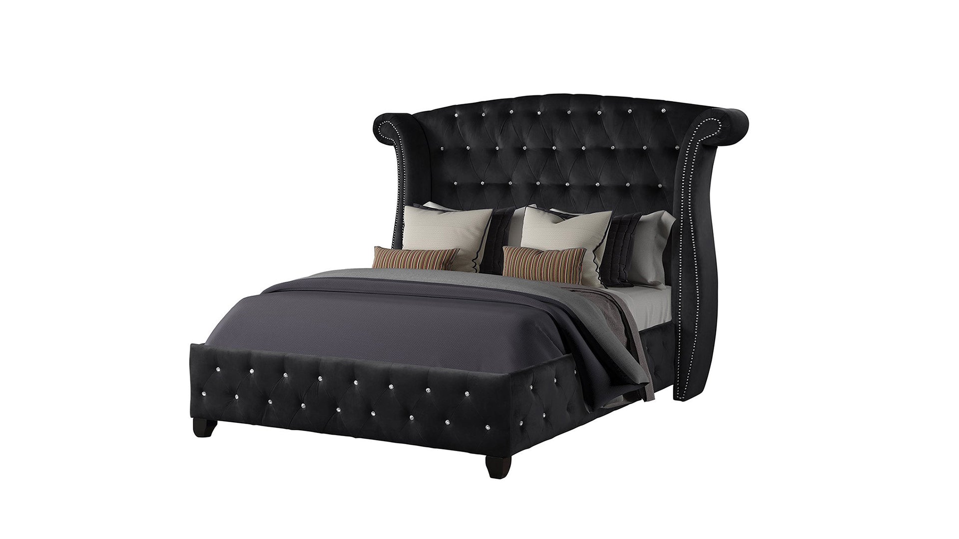 SOPHIA Crystal Tufted Full Bed Made with Wood in Black Color(NJ INVENTORY)