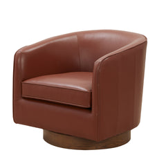 Tessa Caramel Top Grain Leather Wood Base Swivel Chair