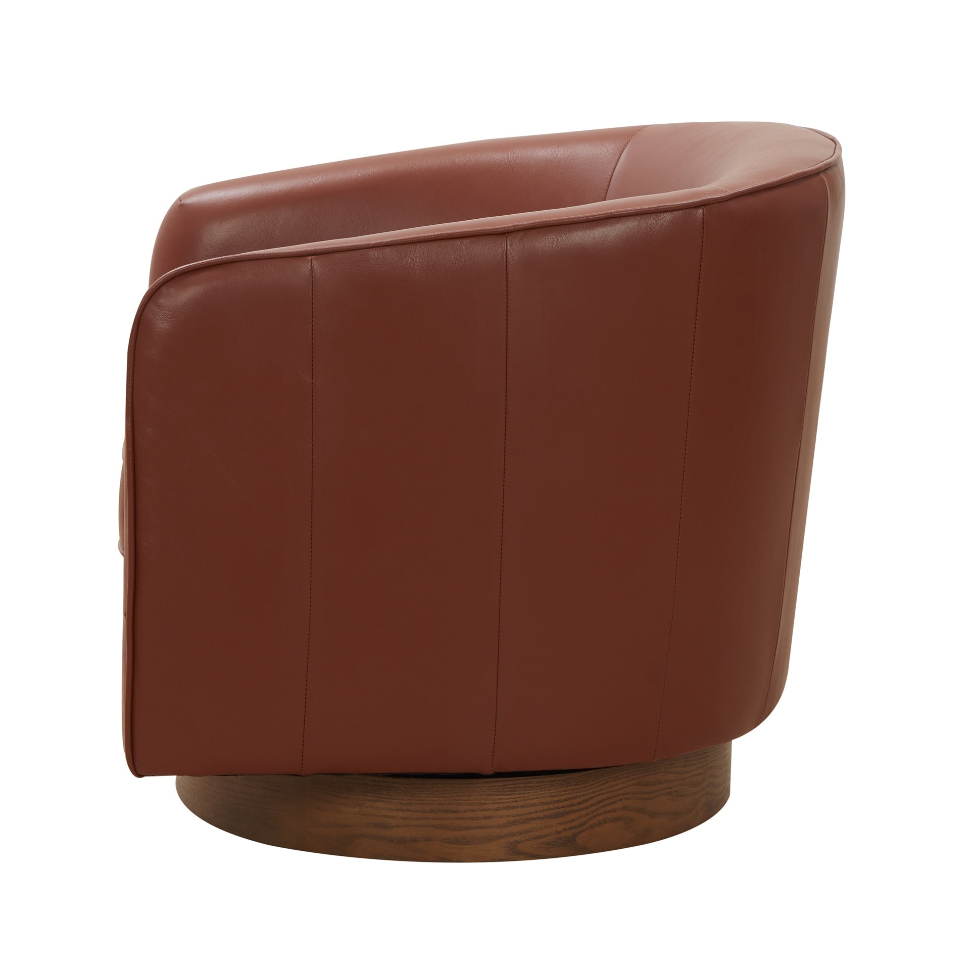 Tessa Caramel Top Grain Leather Wood Base Swivel Chair