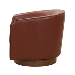 Tessa Caramel Top Grain Leather Wood Base Swivel Chair