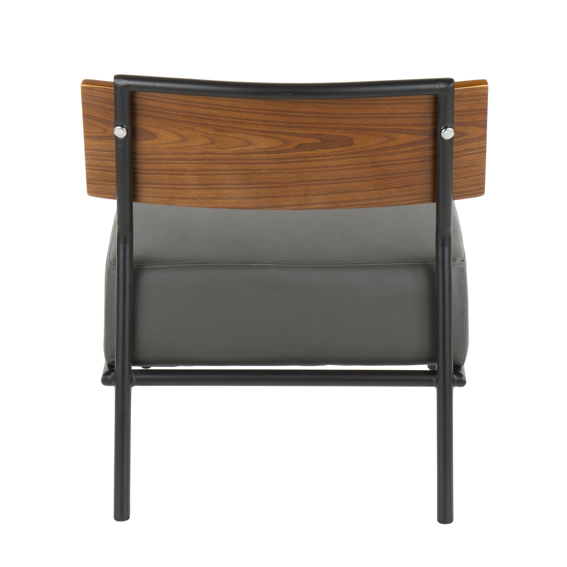 Fiji Contemporary Accent Chair in Grey Faux Leather with Walnut Wood Accent by LumiSource