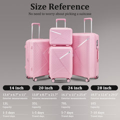 Luggage Sets 4 Piece(14/20/24/28), Expandable Lightweight Suitcase with 4 Double 360 Degrees Mute Spinner Wheels PP Materials Durable TSA Lock Travel Luggage