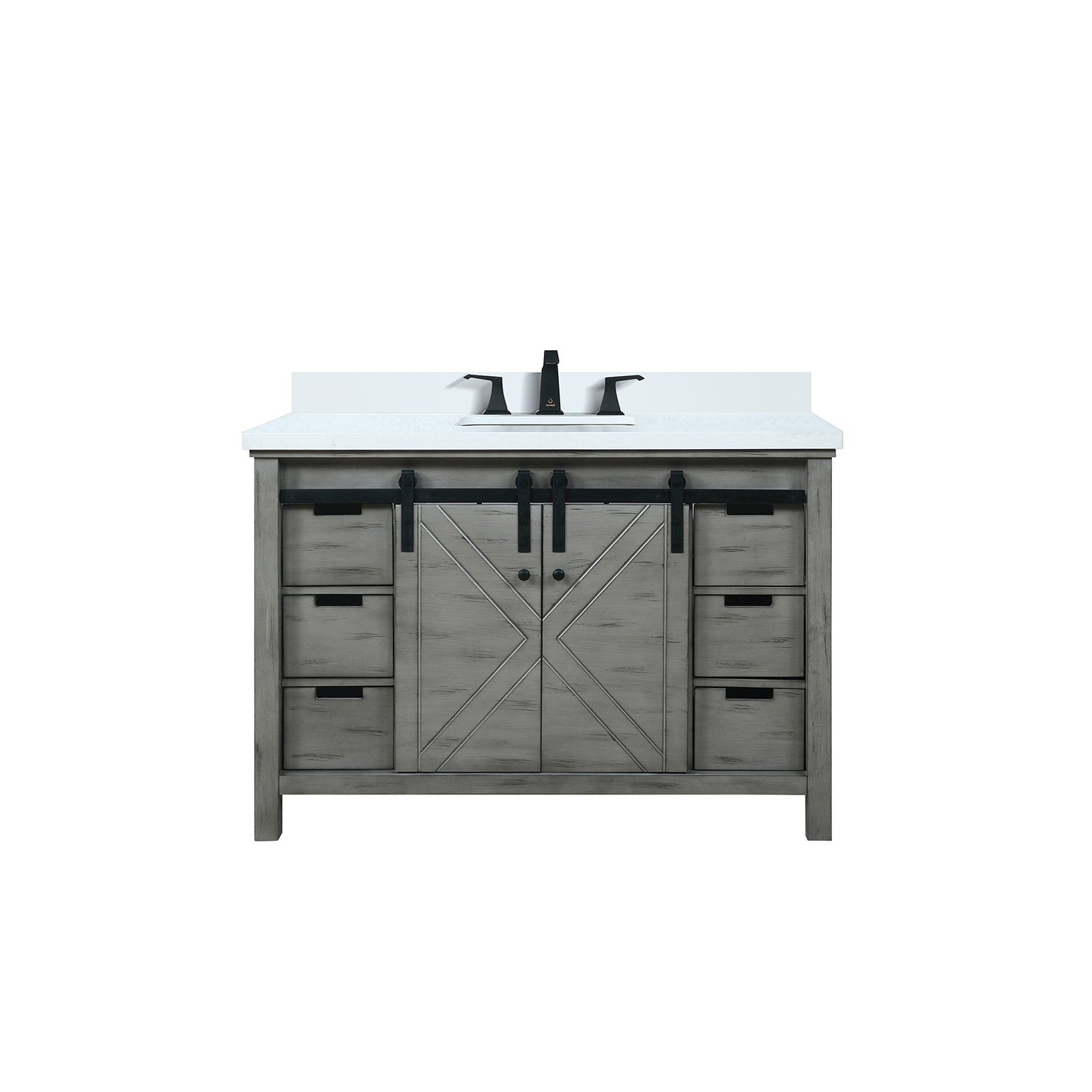 Ash Grey Bath Vanity 48 in. W x 22 in. D, Cultured Marble Countertop and Faucet Set