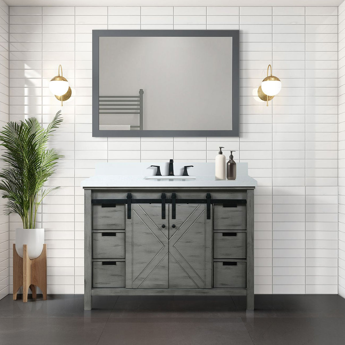 Ash Grey Bath Vanity 48 in. W x 22 in. D, with Cultured Marble Countertop