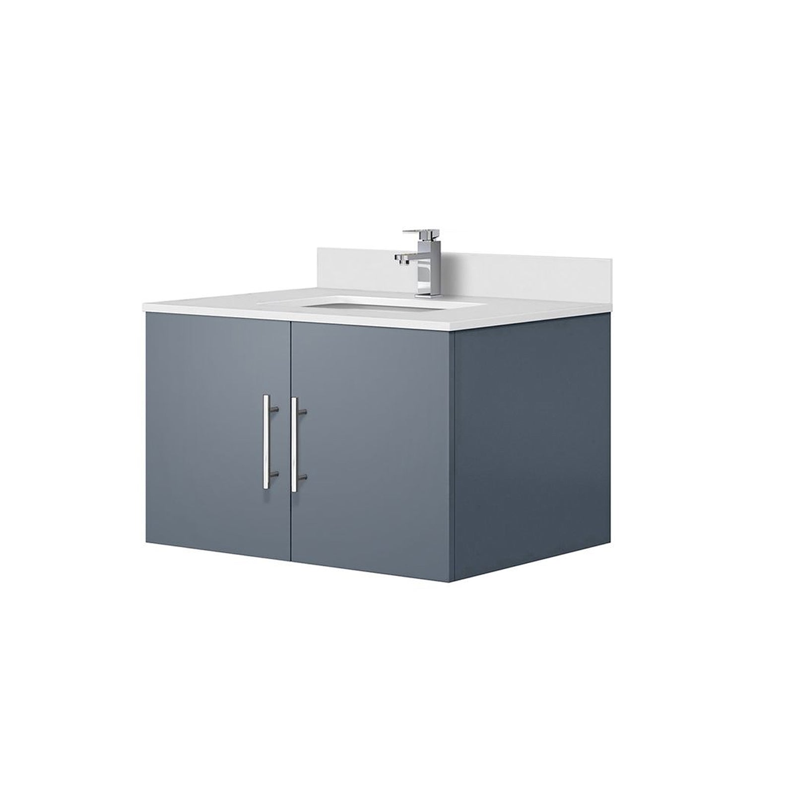 Dark Grey Bath Vanity 30 in. W x 22 in. D, Cultured Marble Top, and Faucet Set