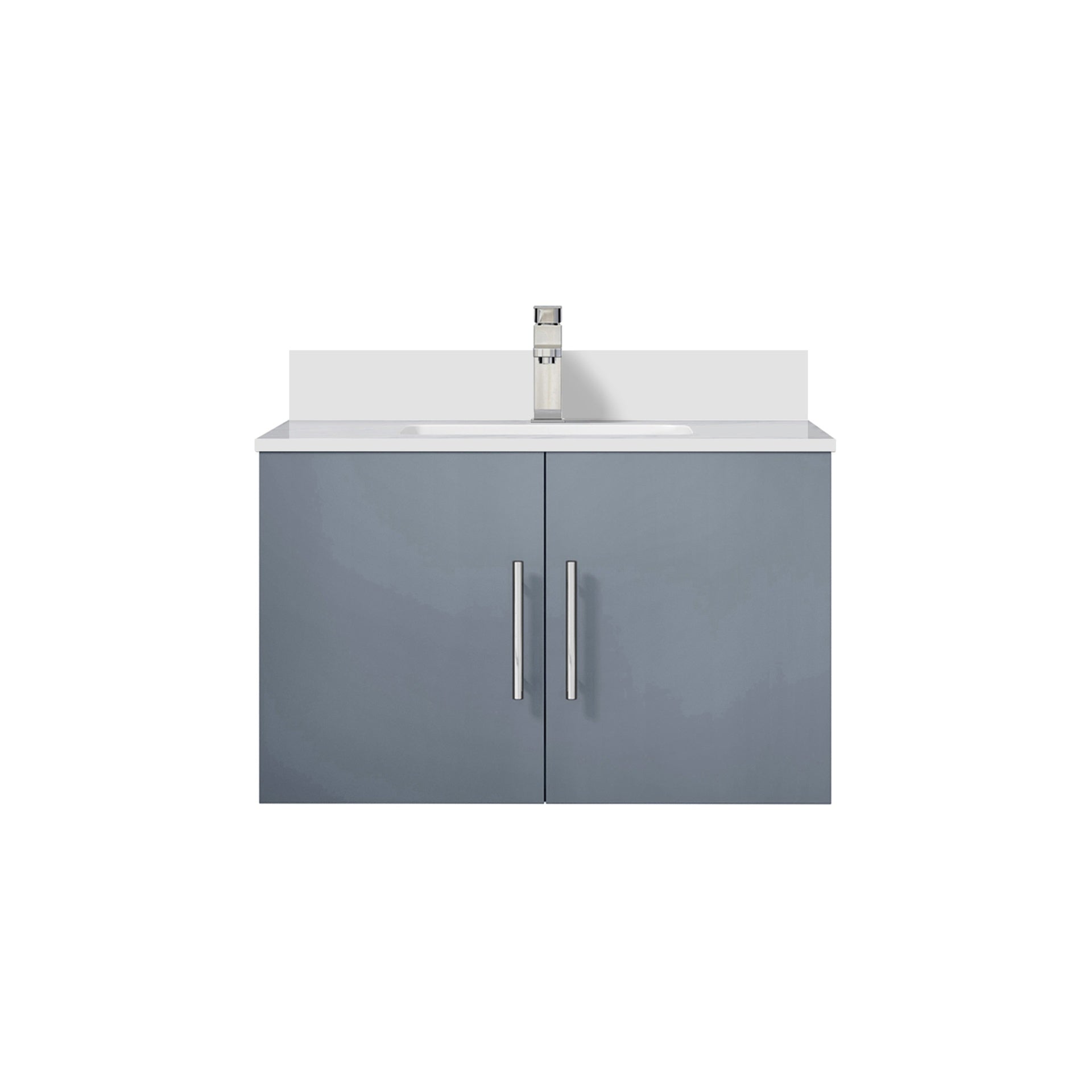 Dark Grey Bath Vanity 30 in. W x 22 in. D, Cultured Marble Top, and Faucet Set