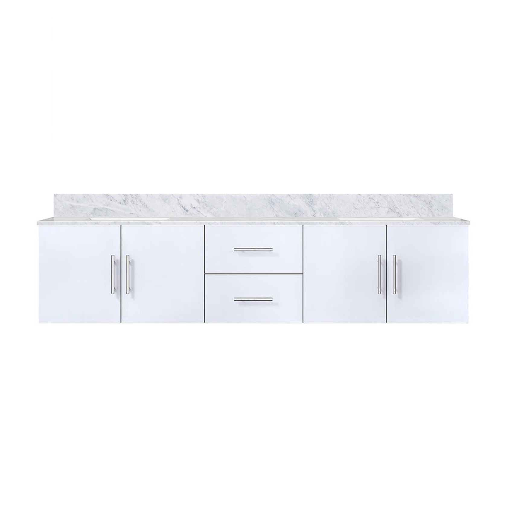 Glossy White Double Bath Vanity 80 in. W x 22 in. D, with Carrara Marble Top