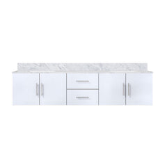 Glossy White Double Bath Vanity 80 in. W x 22 in. D, with Carrara Marble Top
