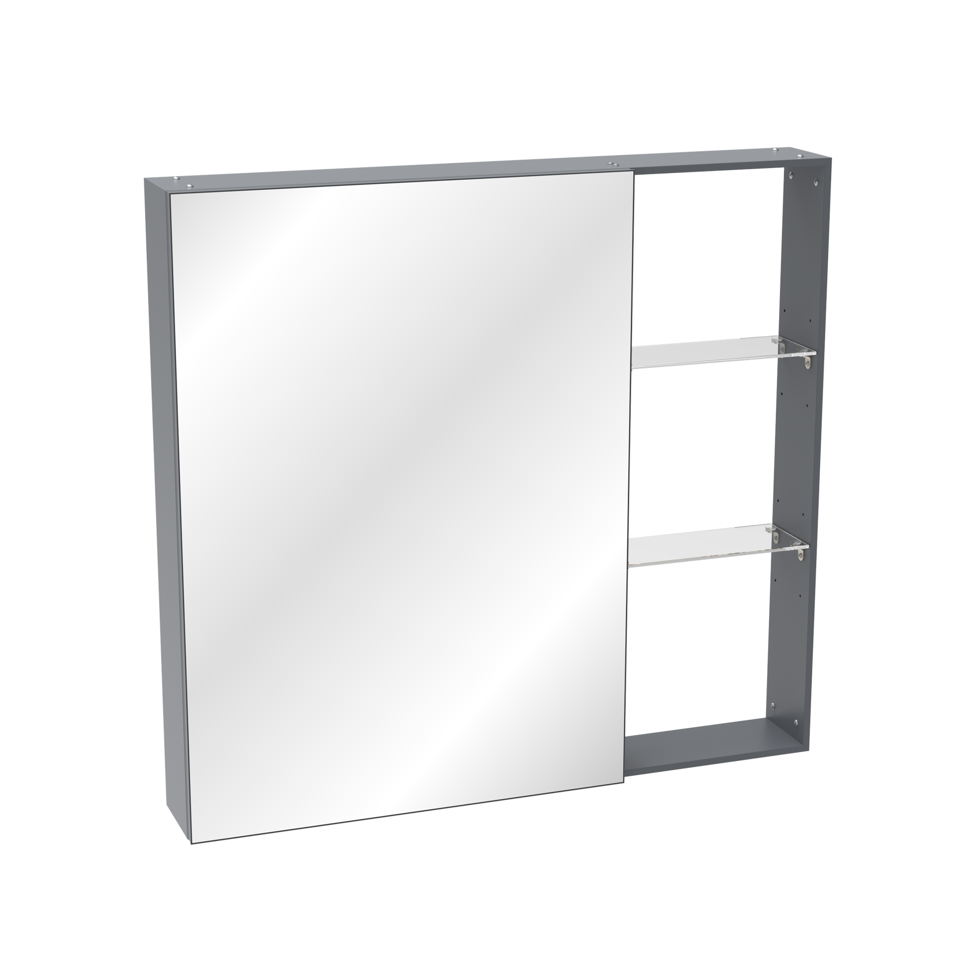 30'' x 28'' Medicine Cabinet with Mirror for Bathroom, Wall Mounted Bathroom Mirror with Storage, Adjustable Shelves, Aluminum Framework, Surface Mount Black Brown