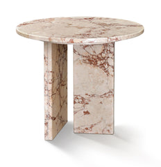 Pink natural marble coffee table, small table, living room table, natural stone, Ø17.7 h15.8 Inch/Ø45 h40 cm, genuine marble, real marble
