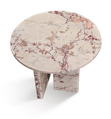 Pink natural marble coffee table, small table, living room table, natural stone, Ø17.7 h15.8 Inch/Ø45 h40 cm, genuine marble, real marble