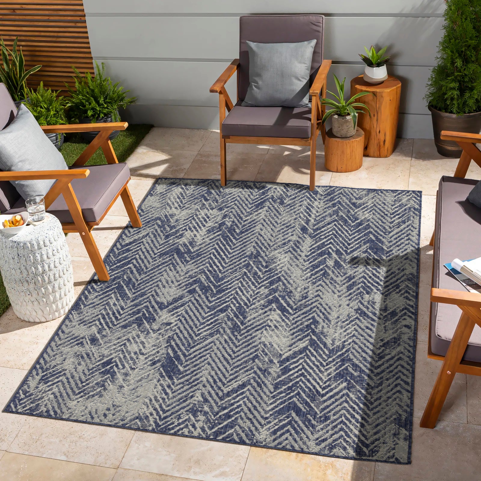 Sunshine GC_HAR2010 Blue 7 ft. 10 in. x 10 ft. 3 in. Indoor/Outdoor Area Rug