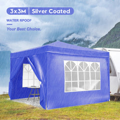 10'x10' Folding Canopy with 4 Removable Sidewalls Outdoor Event Shelter UPF 50+ Gazebo Portable Tents for Parties Beach Camping Wedding EZ Pop Up Canopy 4pcs Weight Bag + Carry Bag