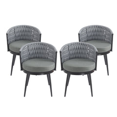 Outdoor Dining Chair-Metal & Rope with Light Gray Cushion Patio Furniture,Weather-Resistant Patio Chairs with Cushions,MP2(set of 2)