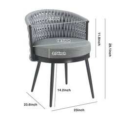 Outdoor Dining Chair-Metal & Rope with Light Gray Cushion Patio Furniture,Weather-Resistant Patio Chairs with Cushions,MP2(set of 2)