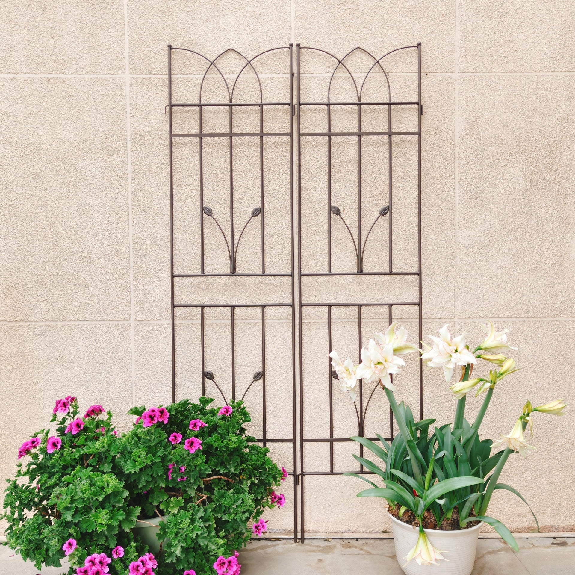 2 Pack Metal Garden Trellis 71" x 17.7" Rustproof Trellis for Climbing Plants Outdoor Flower Support Brown