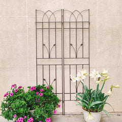 2 Pack Metal Garden Trellis 71" x 17.7" Rustproof Trellis for Climbing Plants Outdoor Flower Support Brown