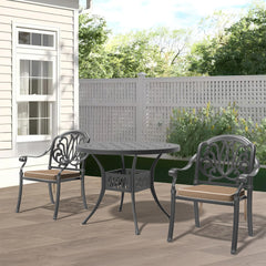 3-Piece Set Of Cast Aluminum Patio Furniture With Brown Cushions