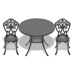 3-Piece Set Of All-Weather Cast Aluminum Dining Furniture Set With Black Frame
