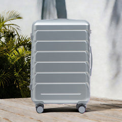 28 Inch ABS Hard Shell Large Travel Checked Luggage - Scratch Resistant Surface Four Multi-Directional Wheels,  With Combination Lock and Side Hooks .(Silver)