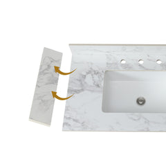22" x 4" Bathroom Sink Side Splash, Size for Bathroom Vanity Sink Top, Engineered Marble Stone Side Splash, Bianco carrara wenato color