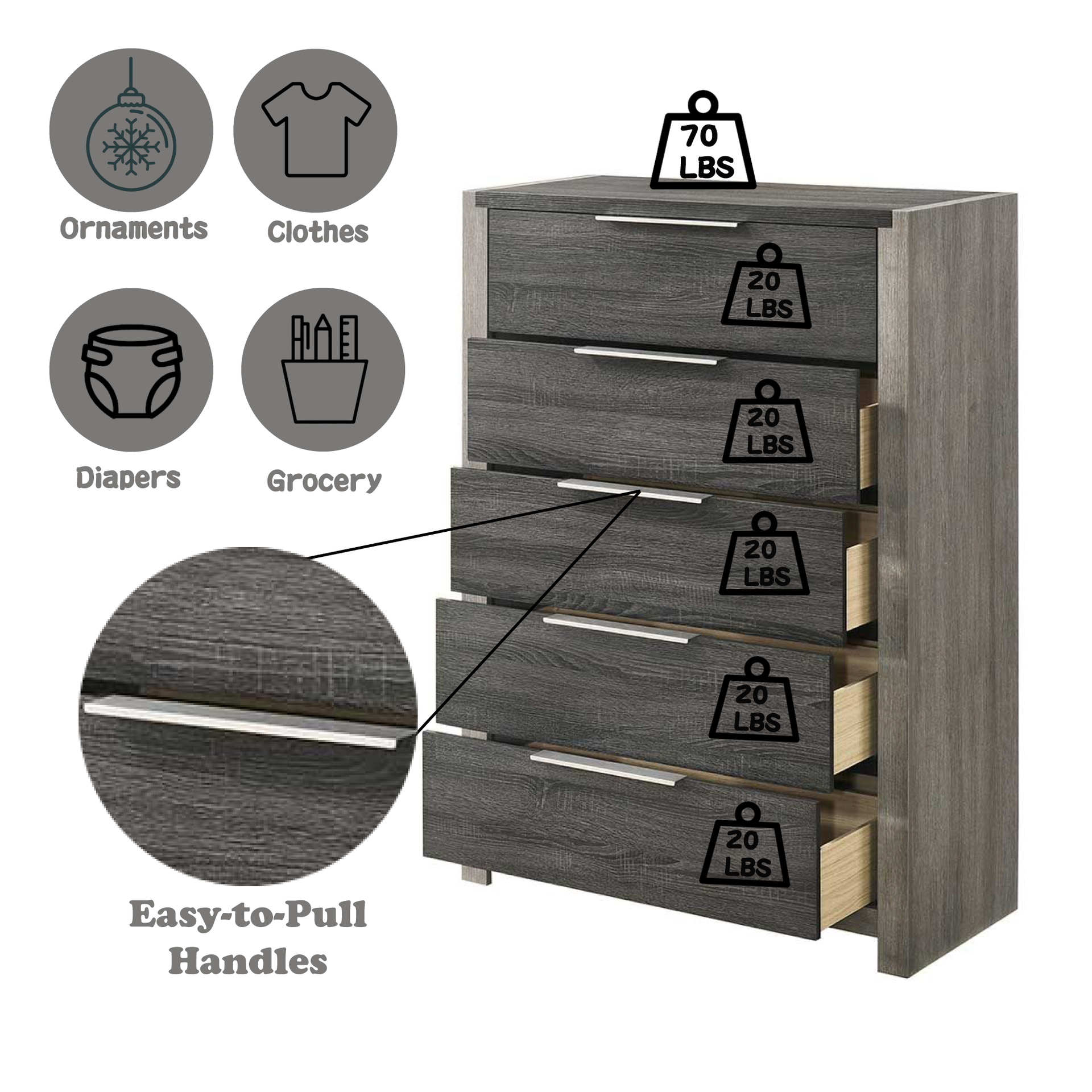 Jehoram Gray Finish Chest
