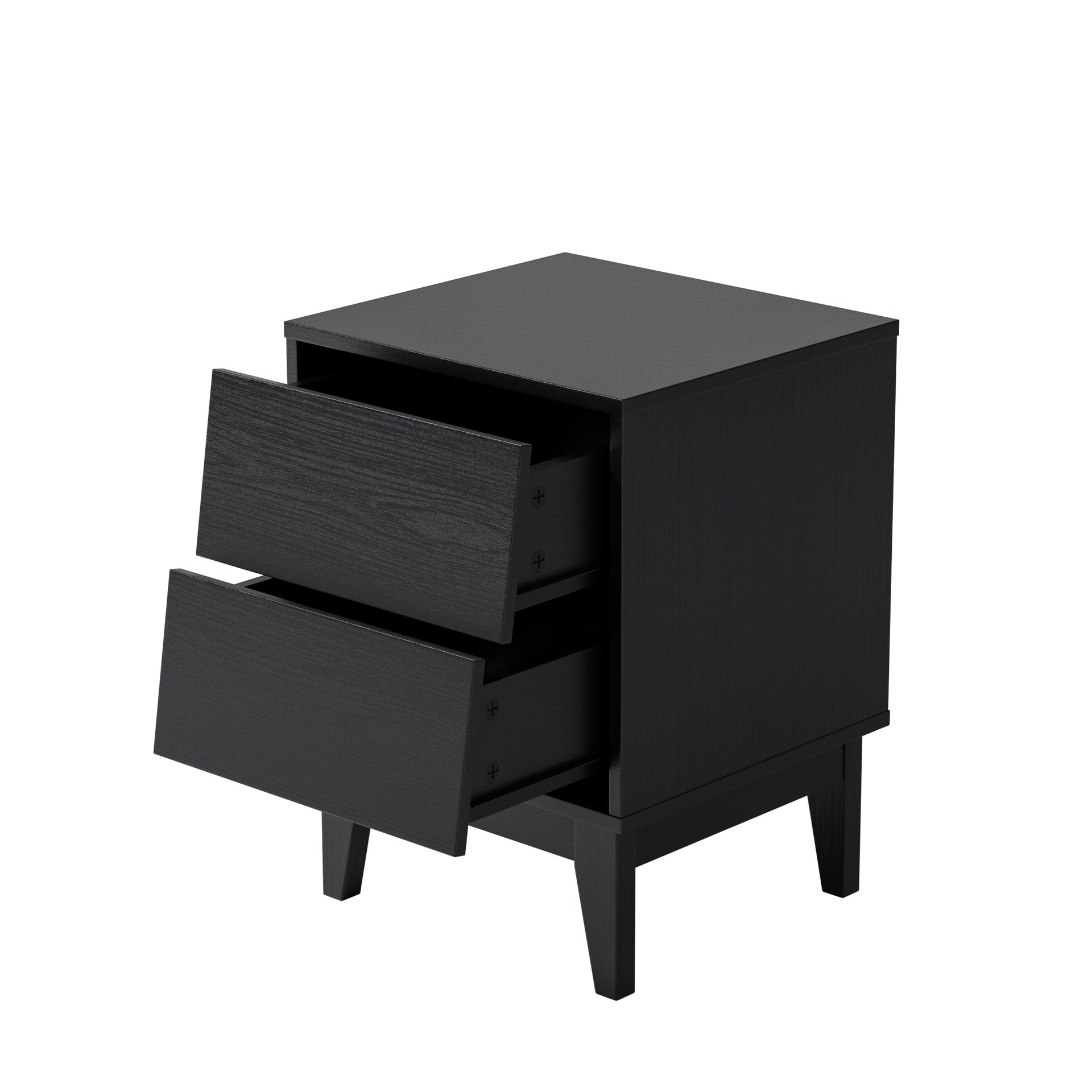 2 Set Nightstands Features Vintage-style and Bevel Design, Made of MDF, Mid Century Modern Nightstand, Night Stand for Bedroom