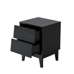 2 Set Nightstands Features Vintage-style and Bevel Design, Made of MDF, Mid Century Modern Nightstand, Night Stand for Bedroom