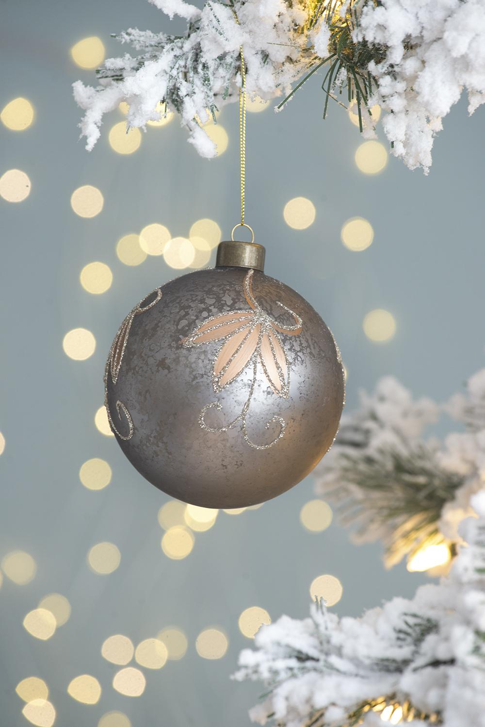 D3.9" Christmas Ball Ornaments, Glass Decorative Hanging Ball Christmas Tree Ornaments for Holiday Party Decorations, Set of 6