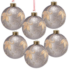 D3.9" Christmas Ball Ornaments, Glass Decorative Hanging Ball Christmas Tree Ornaments for Holiday Party Decorations, Set of 6
