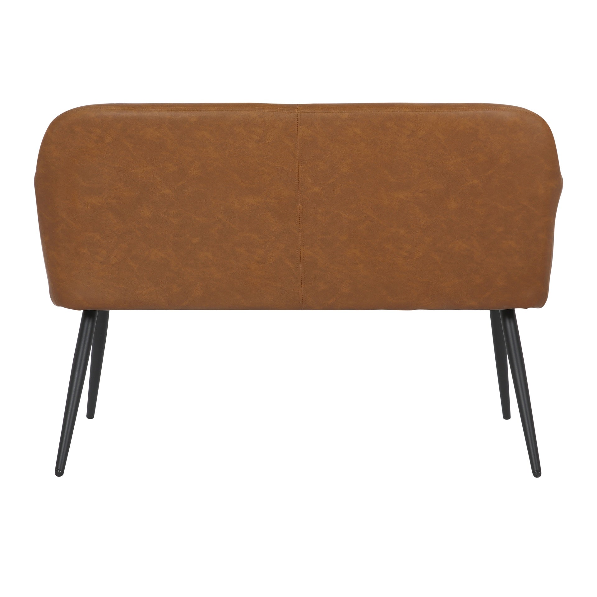 Daniella Industrial High Back Bench in Black Steel and Camel Faux Leather by LumiSource