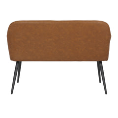 Daniella Industrial High Back Bench in Black Steel and Camel Faux Leather by LumiSource
