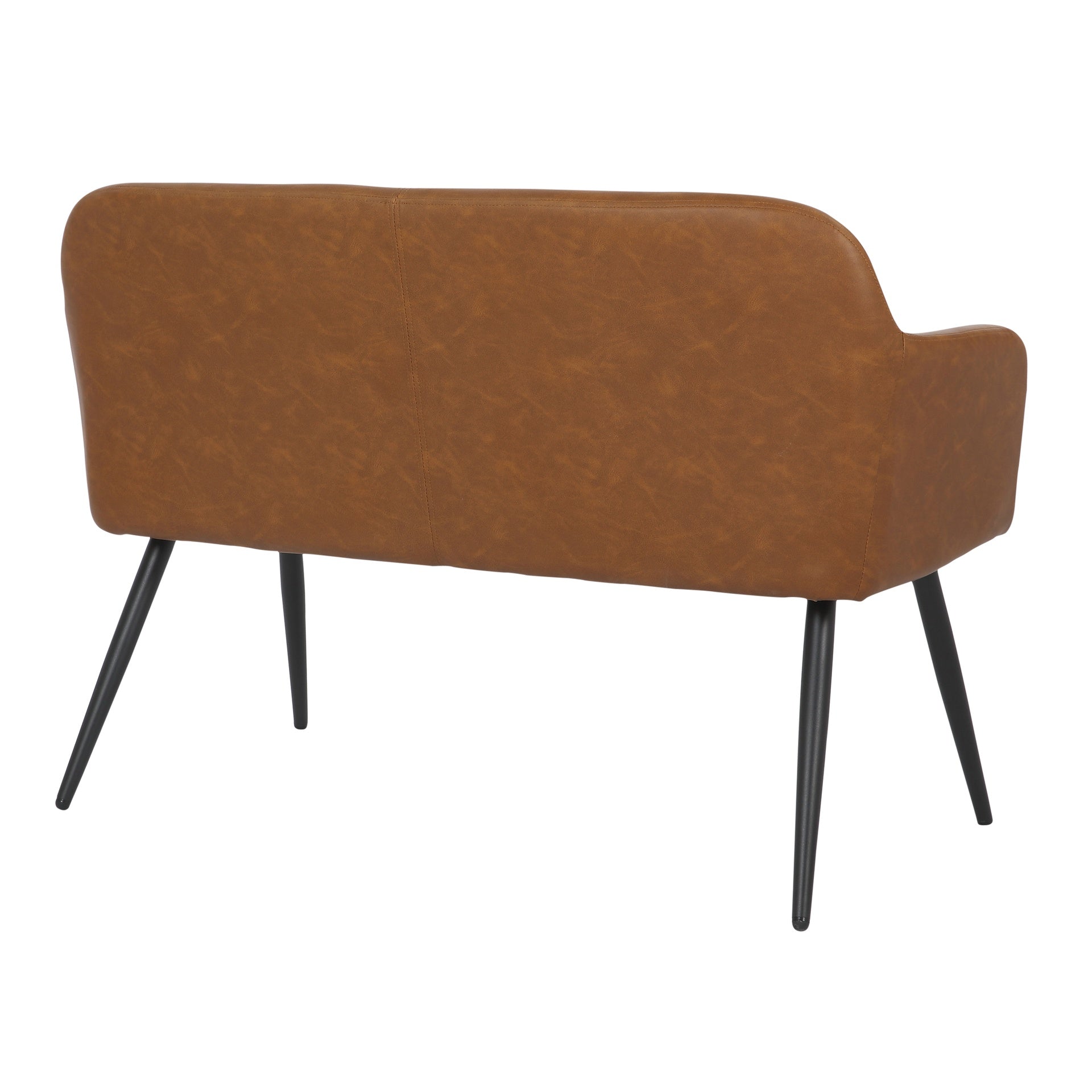 Daniella Industrial High Back Bench in Black Steel and Camel Faux Leather by LumiSource