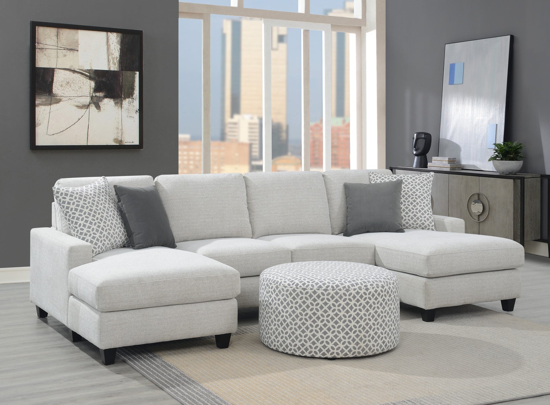 Gray Round Ottoman