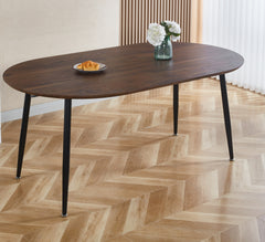 Extensible table,DINING TABLE,OFFICE TABLE,COFFEE TABLE,black metal leg,walnut color top,100/140/180x100x75cm