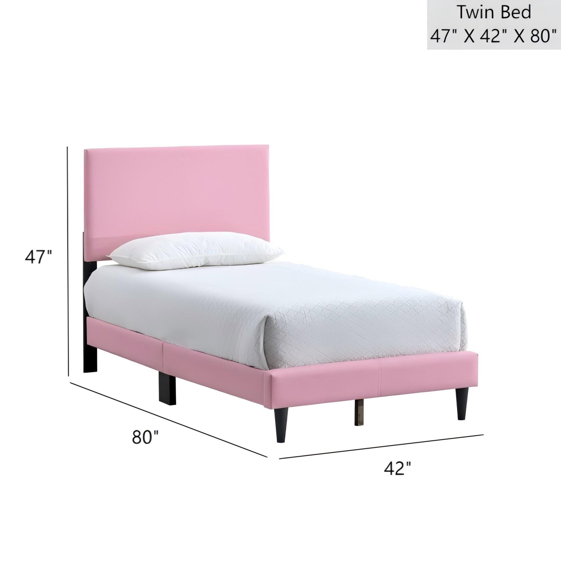 Baron G00706-TB-UP Twin Bed ( Mattress Not Included), Pink