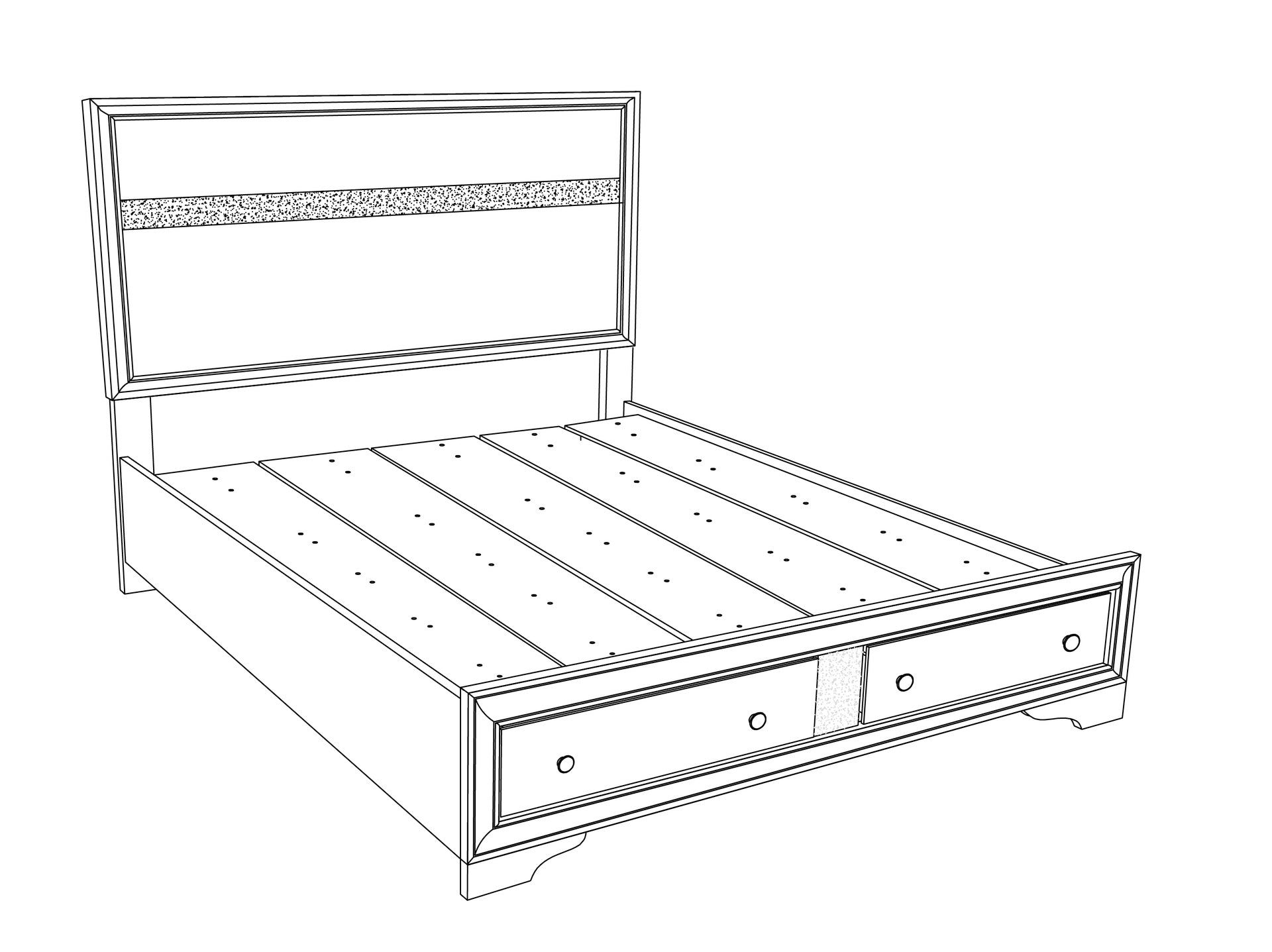 Madrid G02305B-QB Queen Bed , Gray